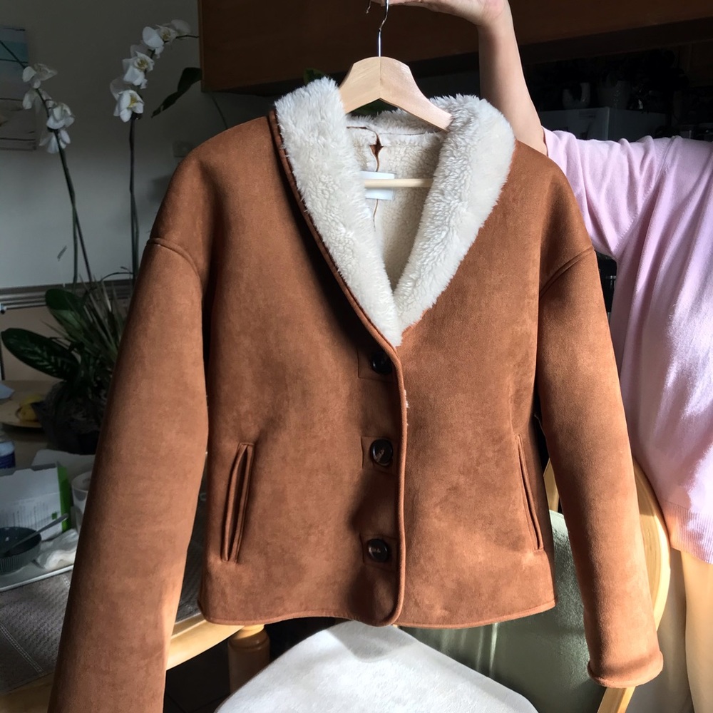 Olive clothing sherpa coat